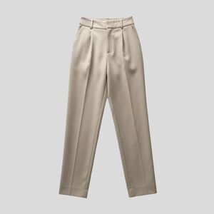 Zara Ivory High Waist Pleated Neutral Tailored Classic Trousers Pants Size XS